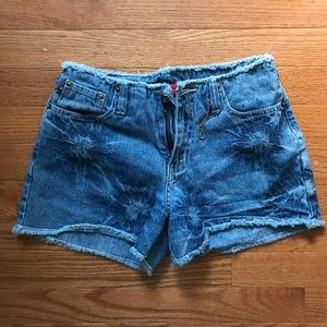 Medium wash denim shorts